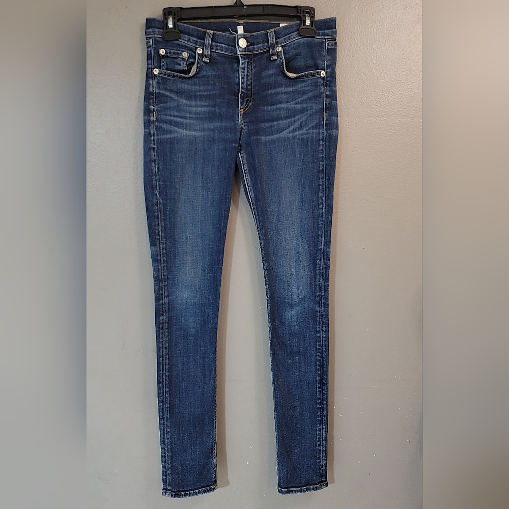 Rag & Bone Skinny Jeans Blue Dark Wash Denim Stretch USA Made Size 28